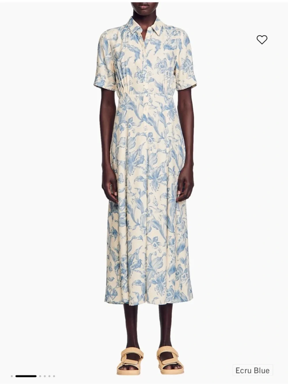 Sandro Josephine Collar Shirt Dress Contrasting Midi Dress Floral (MSRP: $455) - Picture 5 of 9